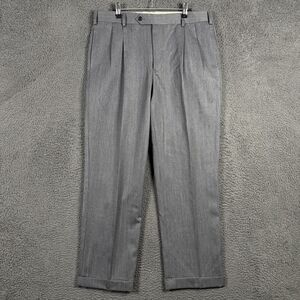Brooks Brothers Pants Mens 35x30 Gray Madison Fit Pleated Wool Dress Slacks